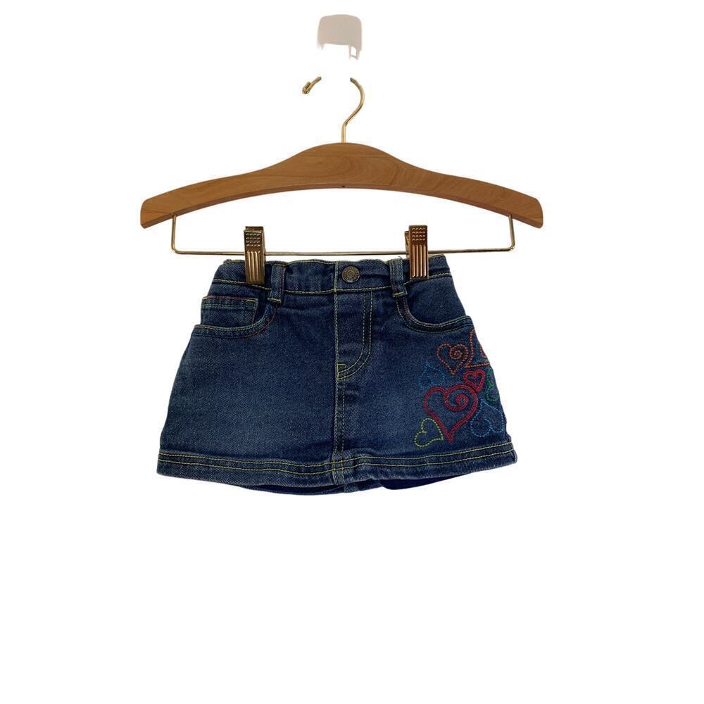 LEVI’S Girl’s Heart Embroidered Jean Skort / Size: 18 Months